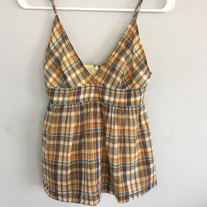 J Crew Plaid Baby Doll Spaghetti Strap Blouse